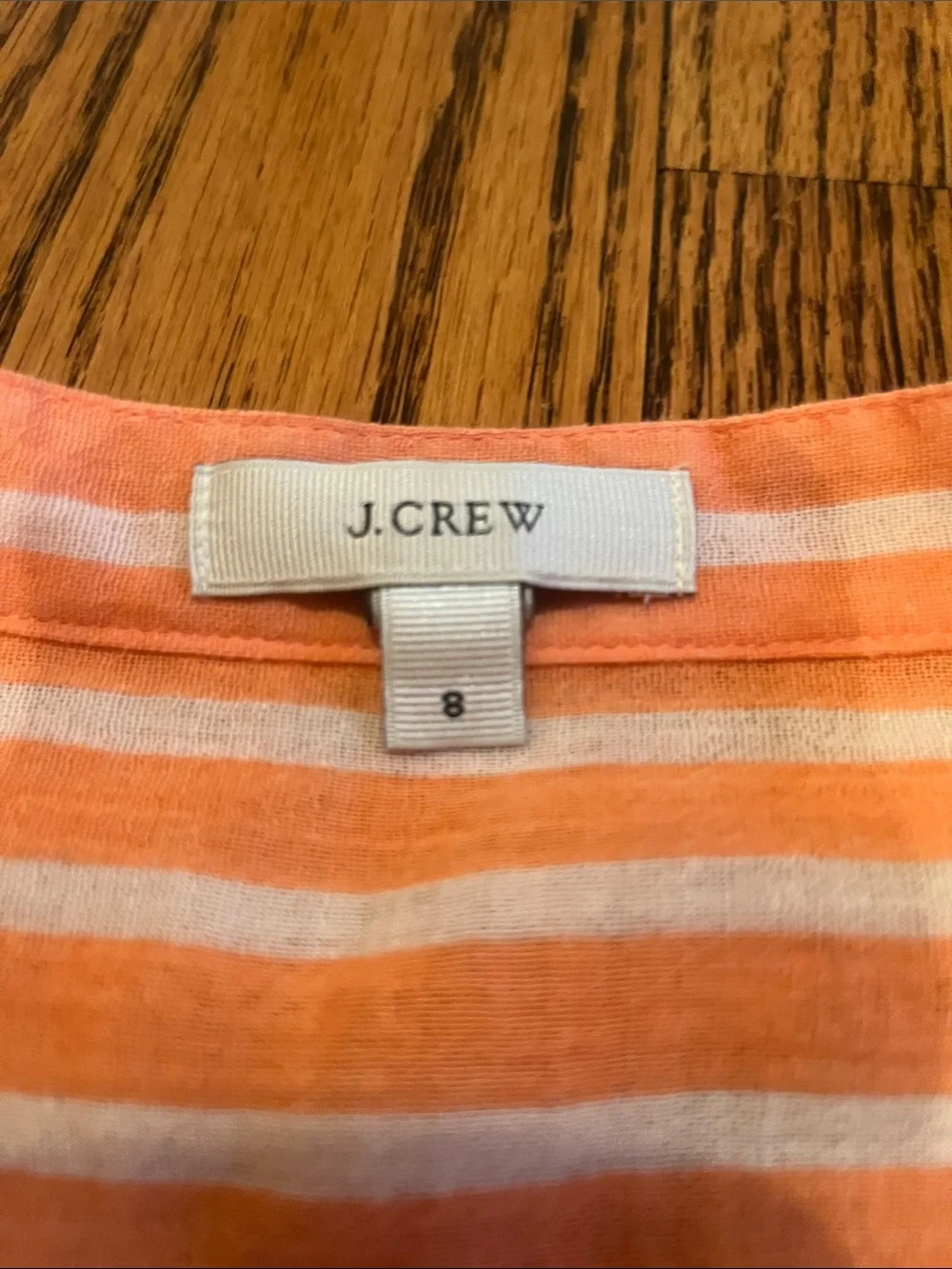 J. Crew Peach & White Striped Sleeveless Button-Up Top